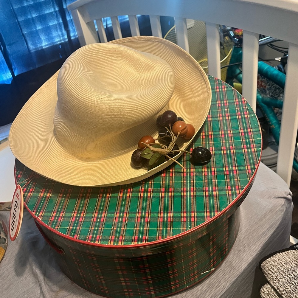 Hat with fruit decoration